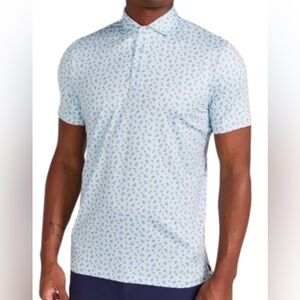 RedVanly Breeze Blue Ashby Polo Golf Floral Geo Print